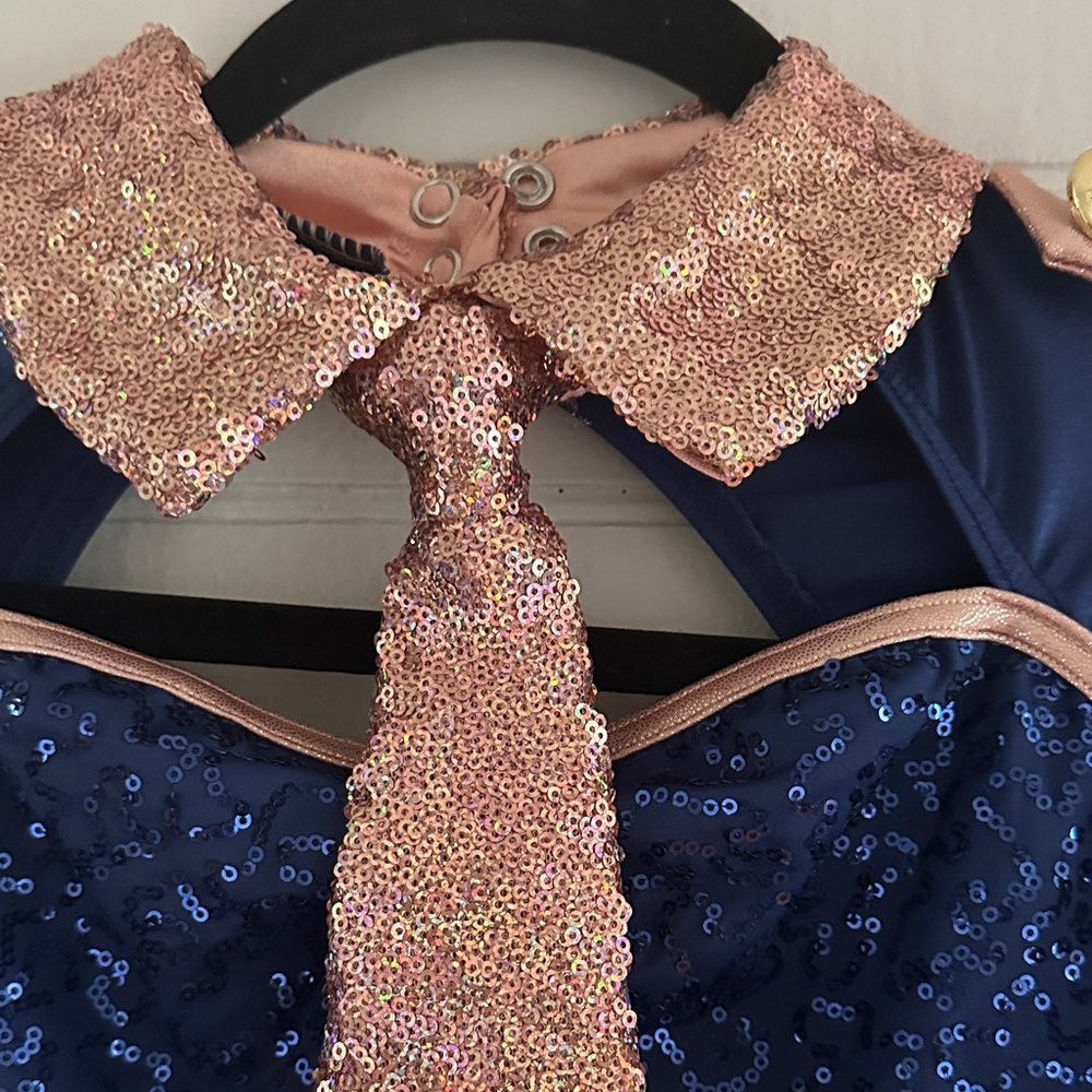 Weissman Navy and Rose Gold Sequin Dance Costume - Picture 3 of 10